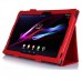Sony Xperia Tablet Z2 10.1 - PU Flip Stand Tablet Protective Cover Case Support Sleep Wake Function - Red